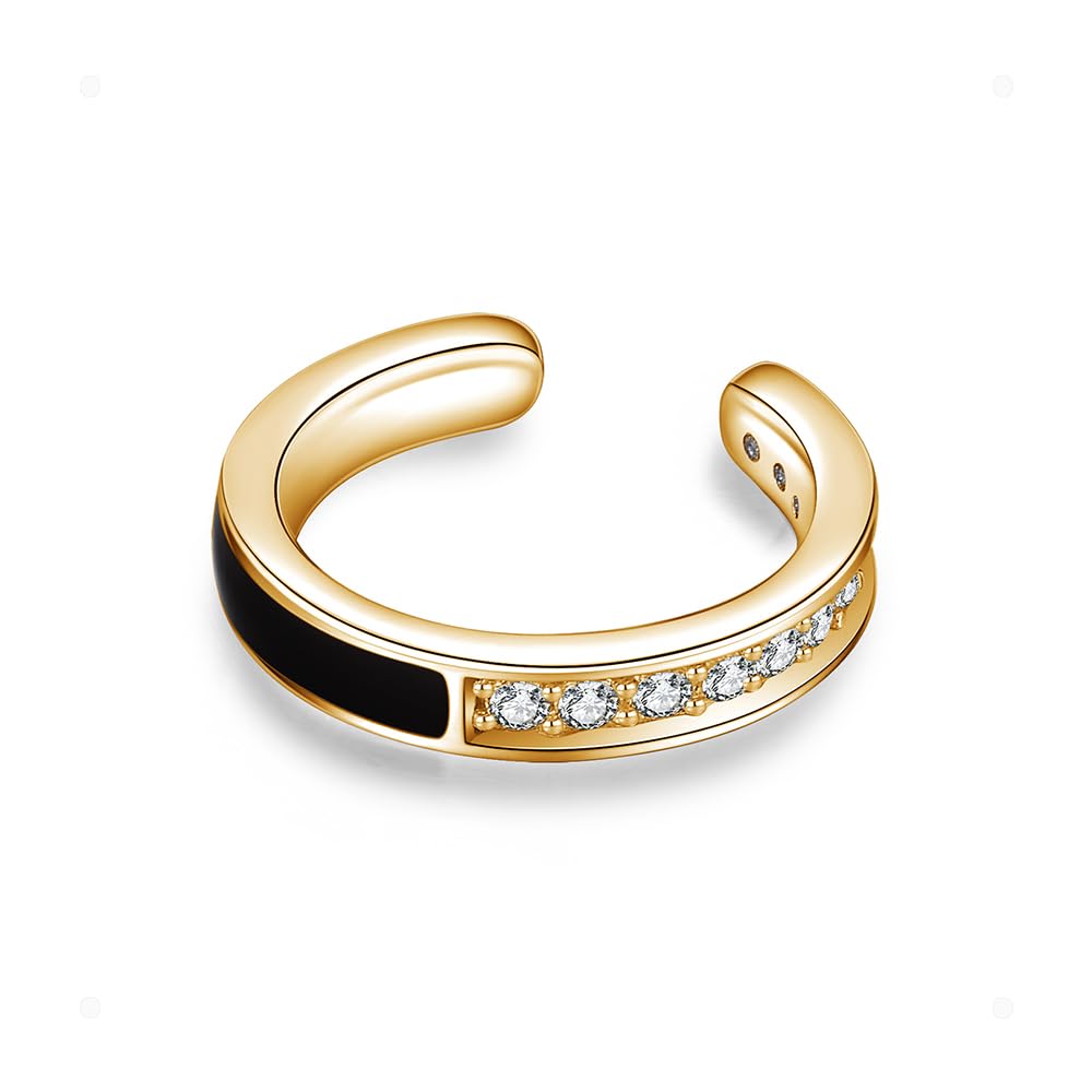 Clip-On Men's Cubic Zirconia Cuff Earrings - Immobird Two-Tone 925 Sterling Silver Cuffs - Minimalist Modern Design for Fashion-Forward Individuals