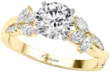 14K Gold Floral Infinity Engagement Ring with Yellow Moissanite and Personalized Engraving for Women