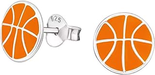 KIWI DAISY Basketball .925 Sterling Silver Tiny Stud Earrings (Hypoallergenic)