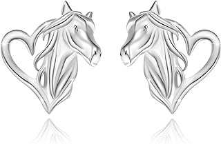 Horse Earrings for Women Girls 925 Sterling Silver Horse Lever Back Earrings Horse Hoop Earrings Horse Earring Studs Horse Crystal Earrings Jewelry Gifts for Women Girls