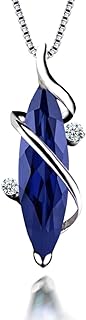 JIANGXIN Birthstone Gemstone 925 Sterling silver Pendant necklace for women Vine Marquise shape with 16-18inch Box chain and luxury jewelry box