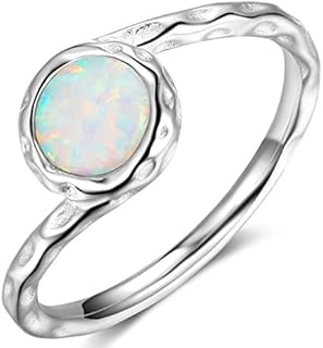 Jude Jewelers Stainless Steel Created Opal Hammered Wave Solitaire Wedding Engagement Promise Ring