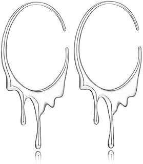 925 Sterling Silver Hypoallergenic C-Shaped Hoop Earrings for Women Metal Melting and Dripping Shaped Fashion Jewelry