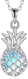 ONEFINITY Sterling Silver, Simulated Moonstone Pineapple Pendant Necklace for Women with Adjustable Cable Chain