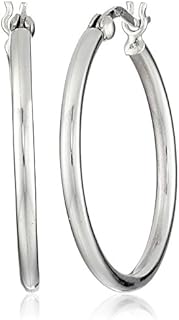 Amazon Essentials Sterling Silver Round Tube Hoop Earrings (2 mm, 1.2" Diameter) (previously Amazon Collection)