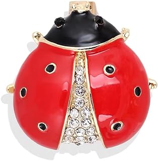 Dainty Ladybug Lapel Brooch Pin Rhinestone Crystal Insect Enamel Pins Clip Collar Dress Sweater Hat Scarf Brooches Pins Cute Jewelry Gifts
