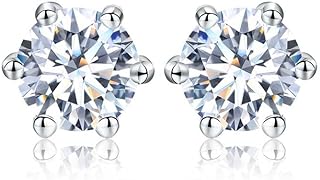 Lotus Fun Mother's Day Gifts, Moissanite Earrings, 0.5ct-2ct D-color Pure VVS1 Six Claw Earrings Moissanite Diamond Earrings S925 Sterling Silver, Gift for Women, Mother's Day Gift Ideas