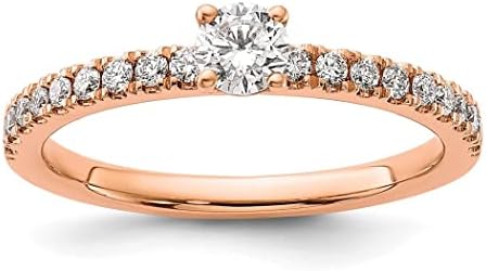 14K Rose Gold Pink Lab Diamond Engagement Ring with White Diamond Accents for Women, Round Design Size 7.00