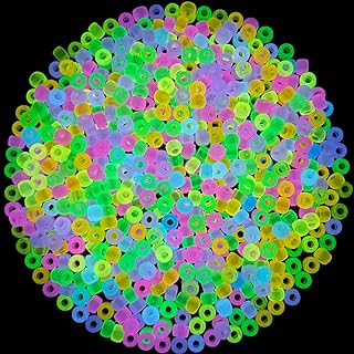 1000pcs Glow in The Dark Pony Beads Mix 9 Colors Glow Pony Beads Luminous Beads Bulk Acrylic Hair Beads Plastic Pony Beads for Hair Braiding Bracelets Necklaces Jewelry Making