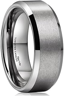 King Will Basic Unisex Silver/Black/Blue/Rose Gold/Gold/Purple Tungsten Carbide Matte Polished Finish Wedding Beveled Edge Engagement Band Ring for Men Women