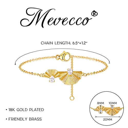MEVECCO Women Gold Chain Bracelet, 18K Gold Plated Karma Adjustable Layered Bracelet Delicate Minimalist Handmade Bracelet for Women Jewelry