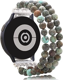 KAI Top Beaded Bracelet Compatible for Samsung Galaxy Watch 4 Band/Watch 5 Band/Watch 6 Band 40mm 44mm, Galaxy Watch 6/Watch 4 Classic 42mm 46mm Band, 20mm Elastic Band for Galaxy Watch Active 2 Women