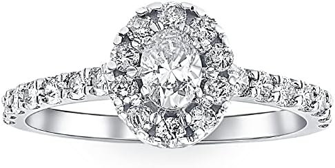 P3 POMPEII3 1Ct Oval Diamond Halo Engagement Ring in 10k White Gold