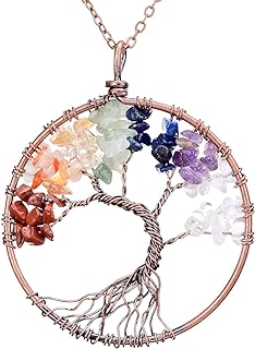 sedmart Tree of life pendant Amethyst Rose Crystal Necklace Gemstone Chakra Jewelry Mothers Day Gifts