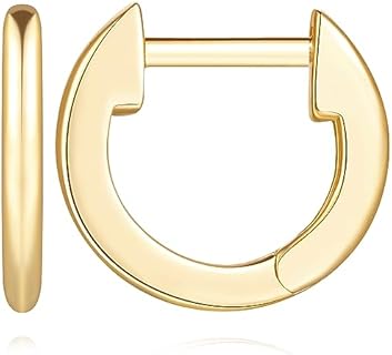 14K Gold Petite Huggie Hoop Earrings for Women by Kelli Myers - Minimalist and Hypoallergenic Design for Daily Wear, Measures 12mm x 11mm