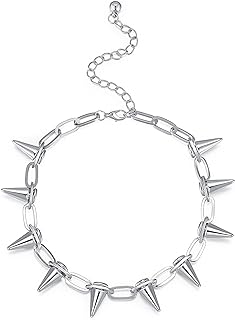 Spike Necklace Spike Choker Rivet Goth Necklaces Chokers with Spikes and Chain Streetwear Vintage Punk Necklace for Women Men