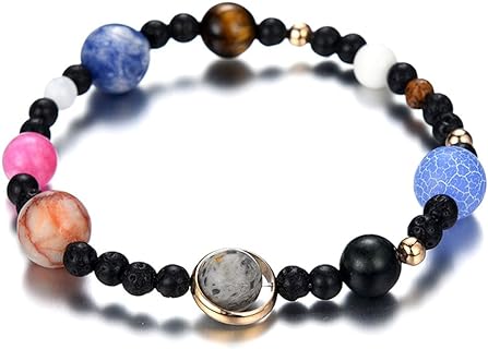 Women Stone Bead Charm Bracelet Universe Galaxy the Eight Planets Nine Planets in the Solar System Guardian Star Bracelets