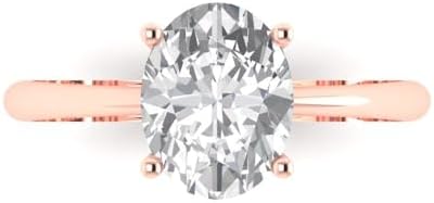 Clara Pucci 2.0 ct Oval Cut White Sapphire 14k Yellow Gold Solitaire Wedding Engagement Bridal Promise Ring