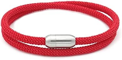 Nautical Woven Friendship Rope Two-lap Wrap String Bangle Bracelet Steel Clasp Mens Womens