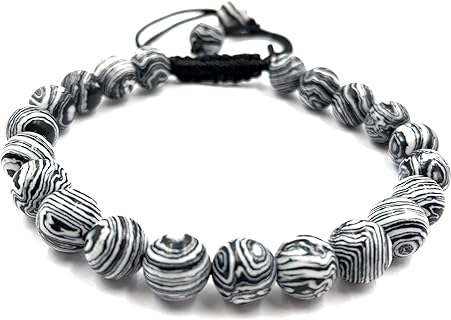 AAA Black Malachite Crystal Bead Bracelet with Spring Ring Clasp and Bead Chain, Adjustable Unisex Design