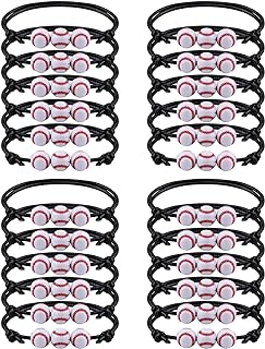 MIAHART 24 Pcs Ball Bracelet Adjustable Baseball Bracelet Sports Theme Bracelets Sports Party Favors
