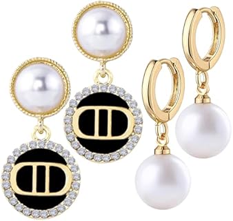 Earrings for Women, 14k Gold Hoop Pearl Earrings for Women, Christmas Earrings, Great gift for mother, wife, girlfriend, daughter, sister and friends