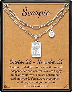 STORUP Zodiac Layered Necklaces for Women, Retro 12 Constellation Pendant Necklace for Women Girls, Tarot Card Necklace Jewelry Mothers Day Birthday Gift for Her