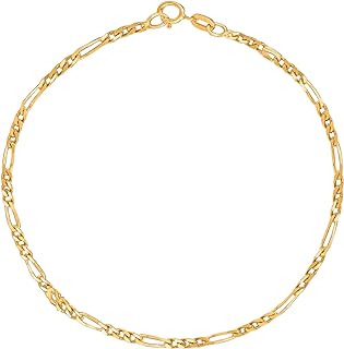 Ritastephens 14k Gold Figaro Dainty Link Foot Chain Anklet Ankle Bracelet 10 Inches