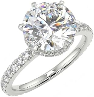 3cttw Solid 10K/14K/18K White/Yellow/Rose Gold Round Cut Moissanite Engagement Ring for Women Classic 6 Prong Simulated Diamond Promise Wedding Band Rings, D Color, VVS1 Clarity