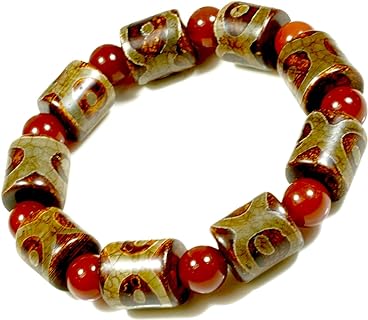 No-Clasp Agate Tibetan Bead Bracelet on Bead Chain for Women and Men - Fengshui-Inspired Design Promoting Positive Energy and Good Luck