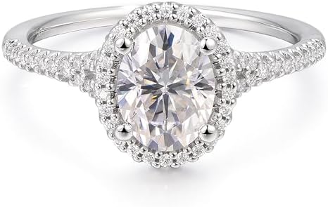 1.5 Carat Oval Cut Moissanite Engagement Ring Hidden Halo Oval Moissanite Rings for Women
