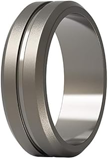 ThunderFit Silicone Wedding Rings for Men, Brushed Top Middle Engraved Line Rubber Engagement Bands 8.2mm Wide 2.5mm Thick - 1/4/6/7 Variety Multipack