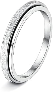 Diamday Unisex Cubic Zirconia Spinner Wedding Rings in Stainless Steel - Anxiety Relief Band Design for Men and Women