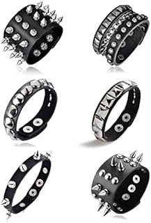 Buckle Clasp Spike Cuff Bracelet with Bead Chain | Edgy Skull and Rivet Design | High-Quality Leather Wristband for Men and Women | Adjustable and Comfortable | Ideal for Punk Rock Style