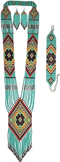 Handmade beaded Native native american style glass seed bead Necklace Collar de cuentas nativas al estilo mexicano de los artesanos regalos para mujeres
