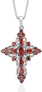 Shop LC Faith Hope Love Prayer Stainless Steel White Cubic Zirconia Garnet Cross Chain Pendant Necklace in Magnetic Clasp 20" Cttw for Women Costume Jewelry for Women Birthday Gifts for Women
