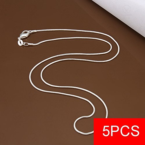 3PCS/5PCS 925 Sterling Silver Snake Chains Necklaces 16" 18" 20" 22" 24" 26" 28" 30" ( multi-color ,5pcs 18 inch) (5pcs 22 inch, multi-color)