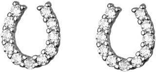 Horseshoe Lucky Real 925 Sterling Silver Small Mini Stud Earrings for Women Girls Hypoallergenic Tiny Unique Lightweight Birthday Cartilage Piercing Fashion Dainty Jewelry