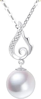 14k Gold Wing Pearl Pendant Necklace for Women, Fine Jewelry Gifts for Her, Anniversary Present for Wife/Girlfriend, 18"