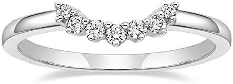 Mameloly Wedding Bands for Women Round Cut CZ Cubic Zirconia Curved Stackable Engagement Rings for Her Size 4-12