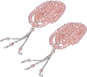 99 Beads Muslim Prayer Beads Coloured Glaze Mala Necklace Buddhist Stretch Bracelet Islamic Wedding Favor Gift, Pack of 2()