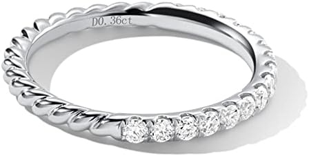 18K White Gold Plated Sterling Silver Moissanite Wedding Band for Women, Stackable Eternity Design with D-Color VVS1 Clarity Gemstone