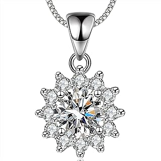 Sunflower Pendant Necklaces for Women With Birthstone 925 Sterling Silver Birthday Valentine’s Day Anniversary Dainty Sun Preppy Jewelry Gift for Mom Girlfriend