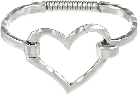 16K Gold Heart Bracelet for Women, Cuff Bangle Irregular Bracelet Wide Chunky Heart Adjustable Buckle Bracelets for Girls
