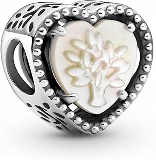 Cubic Zirconia Embellished Pandora Family Tree Heart Charm Bracelet for Women - Sterling Silver Jewelry Design Gift Item