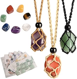 7 Chakra GemStones Empty Necklace Cord Pendant Stone Holder Replacement Hand-Woven Necklace Cord with Adjustable