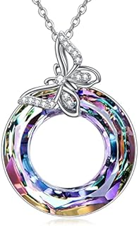 Mother's Day Sterling Silver Crystal Butterfly Pendant Necklace with Cable Chain, Luxurious Austrian Crystal Embellishments, Hypoallergenic - Ideal for Anniversary or Birthday Gifts