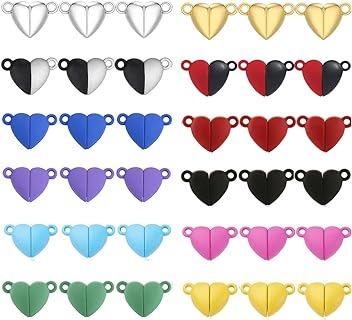 Magnetic Clasps for Jewelry Making 36pairs Heart Shaped Multicolor Clasp Connected for Bracelet Necklace Making Jewelry Strong Magnet DIY Accessories