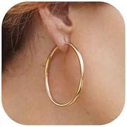 2mm Thin Gold Hoop Earrings 14k Gold Plated Large Big Hoops for Women Lightweight Hypoallergenic Thick Hoop Earrings Jewelry for Women Trendy 40/50/60/70mm