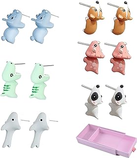 Cute Animal Bite Earring, 3D Cute Dinosaur Earrings for Women - Small and Exquisite for Easy Carrying and Collection,Fashion Simple Handmade Animal Stud Earrings.